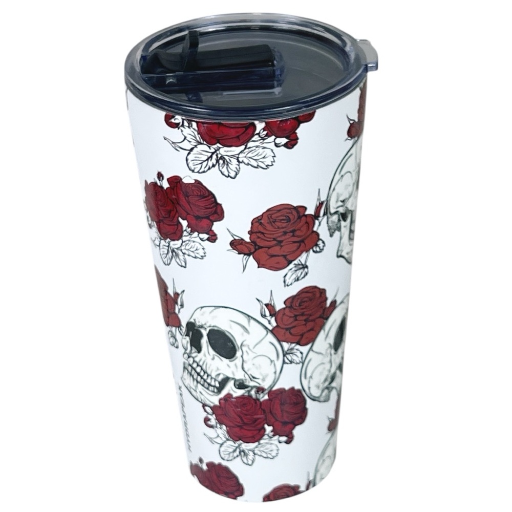 Hydrapeak Skulls and Roses BPA Free Travel Tumbler EUC Goth Punk Halloween Love - Picture 4 of 9